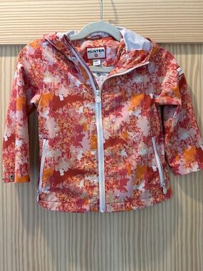 Hunter Kids' Abstract Hooded Zip Jacket - Pink, Orange & White